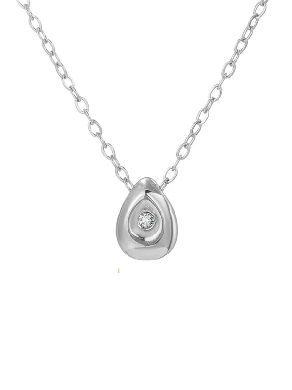 Collier Goutte Cristal – Argenté en Acier Inoxydable