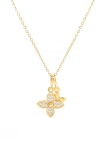 Collier Fleur Pavée & Charm – Doré en Acier Inoxydable