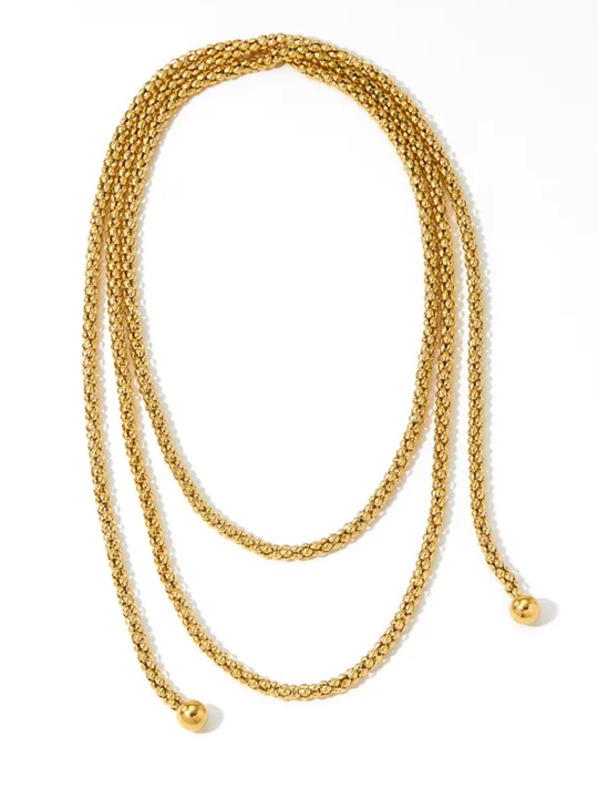 Collier Long Doré en Acier Inoxydable – Chaîne Souple & Élégante