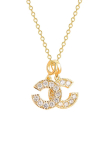 Collier Pendentif Double Anneau Strass Doré en Acier Inoxydable – Brillance & Élégance