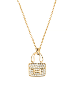 Collier Pendentif Sac Strass Doré en Acier Inoxydable – Chic & Étincelant