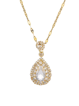Collier Goutte Strass Doré en Acier Inoxydable – Élégance & Éclat Luxueux