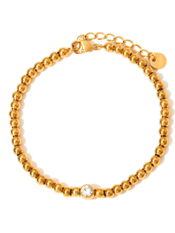 copy ofBracelet Perles Rondes Doré en Acier Inoxydable – Élastique & Lumineux