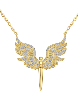 Collier Ailes d’Ange Doré en Acier Inoxydable – Éclat Divin & Protection Lumineuse