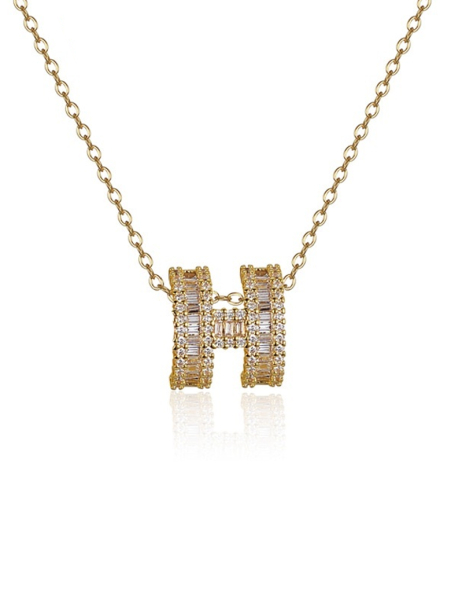 Collier Doré en Acier Inoxydable – Initiale H Scintillante & Élégance Joaillière