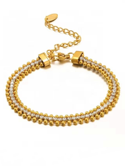 copy ofcopy ofBracelet Perles Doré en Acier Inoxydable avec Cristal – Élégant & Intemporel
