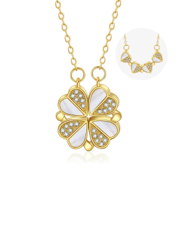 Collier Trèfle Nacré Doré – Acier Inoxydable