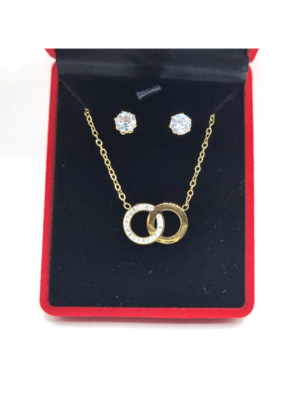 copy ofCoffret Collier Croix Doré & Boucles Zircon – Élégance Spirituelle en Acier Inoxydable