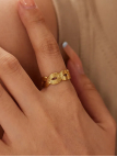 Bague Ouverte Ondulations en Plaqué Or 18k – Bague Ajustable au Design Sculptural