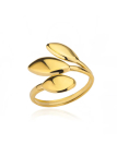 Bague Feuilles Lisses en Plaqué Or 18k – Bague Ouverte Ajustable Design Nature