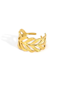 Bague Tressée Végétale en Plaqué Or 18k – Bague Ouverte Ajustable Élégance Naturelle