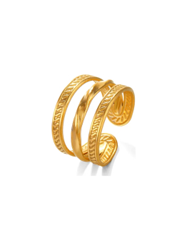 Bague Triple Anneaux Entrelacés Dorée en Acier Inoxydable – Bague Ouverte Ajustable Élégante