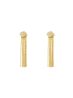 Boucles d’Oreilles Pendantes à Chaînes et Cristaux Plaqué Or 18k
