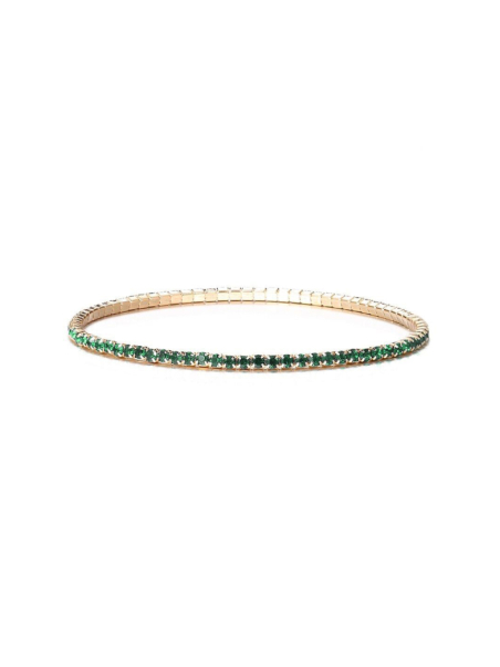 Bracelet Fin Élastique Doré avec Cristaux Verts – Fraîcheur & Élégance