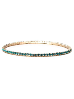 Bracelet Fin Élastique Doré avec Cristaux Verts profond – Fraîcheur & Élégance