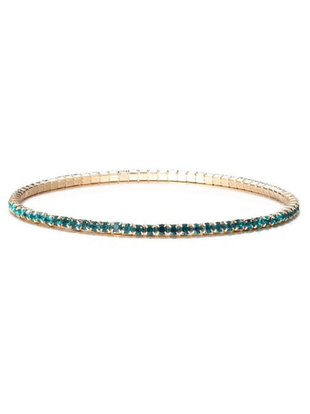 Bracelet Fin Élastique Doré avec Cristaux Verts profond – Fraîcheur & Élégance