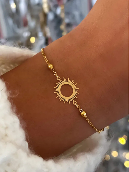 Bracelet Soleil Doré en Acier Inoxydable