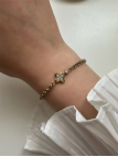 Bracelet Chaîne Fleur Dorée en Plaqué Or 18K avec Cristaux