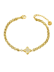 Bracelet Chaîne Fleur Dorée en Plaqué Or 18K avec Cristaux
