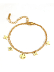 Bracelet Chaîne Pampilles Dorées en Plaqué Or 18K – Motifs Trèfle & Géométriques