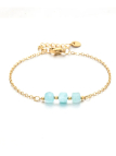 Bracelet Doré en Acier Inoxydable avec Pierres Naturelles Bleues