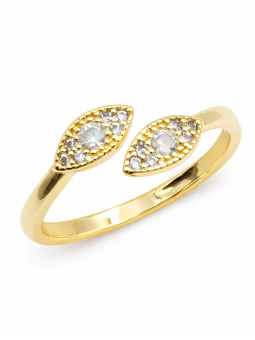 Bague ajustable marquise sertie de cristaux – plaqué or 18K