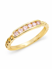 Bague ajustable chaîne et cristaux roses – plaqué or 18K