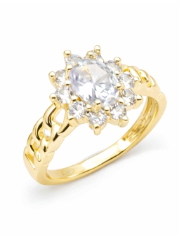 Bague ajustable éclat solaire à pierres scintillantes dorée – plaqué or 18K