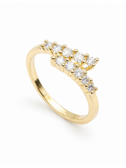 Bague dorée à pierres scintillantes alignées – plaqué or 18K