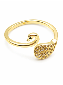 Bague cygne dorée sertie de pierres – plaqué or 18K ajustable