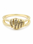 Bague double anneau dorée sertie de pierres – plaqué or 18K ajustable