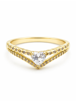 Bague chevron pierre centrale brillante dorée – plaqué or 18K ajustable
