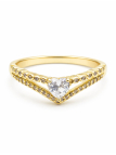Bague chevron pierre centrale brillante dorée – plaqué or 18K ajustable