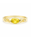 Bague pierre ovale jaune lumineuse dorée – plaqué or 18K ajustable