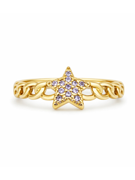 Bague étoile chaîne dorée plaquée or 18K ajustable