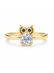 Bague chouette pierre brillante dorée plaquée or 18K ajustable
