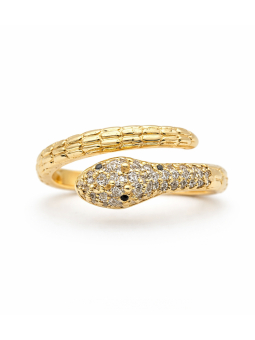 Bague serpent sertie de pierres dorée plaquée or 18K ajustable