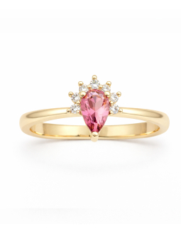 Bague Pierre Rose Poire dorée plaquée or 18K – Élégance fine et éclat romantique