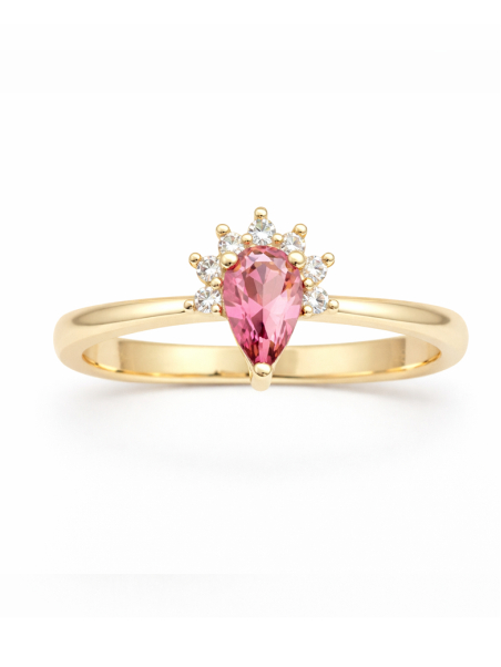 Bague Pierre Rose Poire dorée plaquée or 18K – Élégance fine et éclat romantique