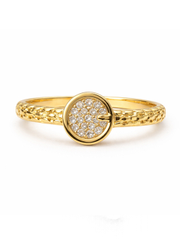 Bague ajustable dorée plaquée or 18K à cercle pavé – Élégance lumineuse