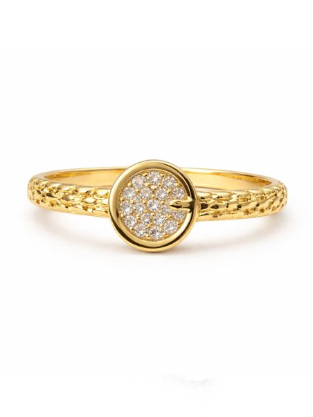 Bague ajustable dorée plaquée or 18K à cercle pavé – Élégance lumineuse