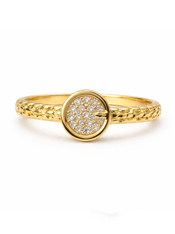 Bague ajustable dorée plaquée or 18K à cercle pavé – Élégance lumineuse