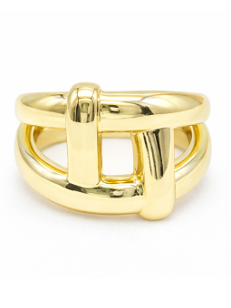 Bague large dorée plaquée or 18K design graphique ajustable – Bijou moderne et tendance