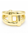 Bague large dorée plaquée or 18K design graphique ajustable – Bijou moderne et tendance