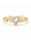Bague ajustable cœur ailé plaquée or 18K – Symbole d’amour et de liberté