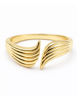Bague ajustable ailes sculptées plaquée or 18K – Design moderne et élégant