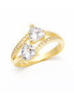 Bague ajustable double pierre scintillante plaquée or 18K – Élégance lumineuse