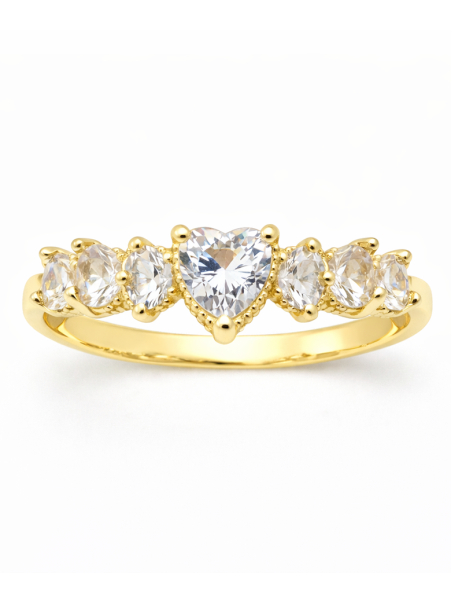 Bague cœur scintillant et pierres éclatantes plaquée or 18K – Élégance romantique