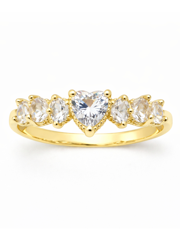 Bague cœur scintillant et pierres éclatantes plaquée or 18K – Élégance romantique