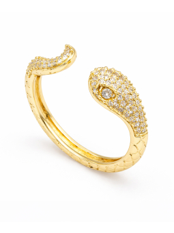 Bague serpent scintillant ajustable plaquée or 18K – Design audacieux et éclat luxueux